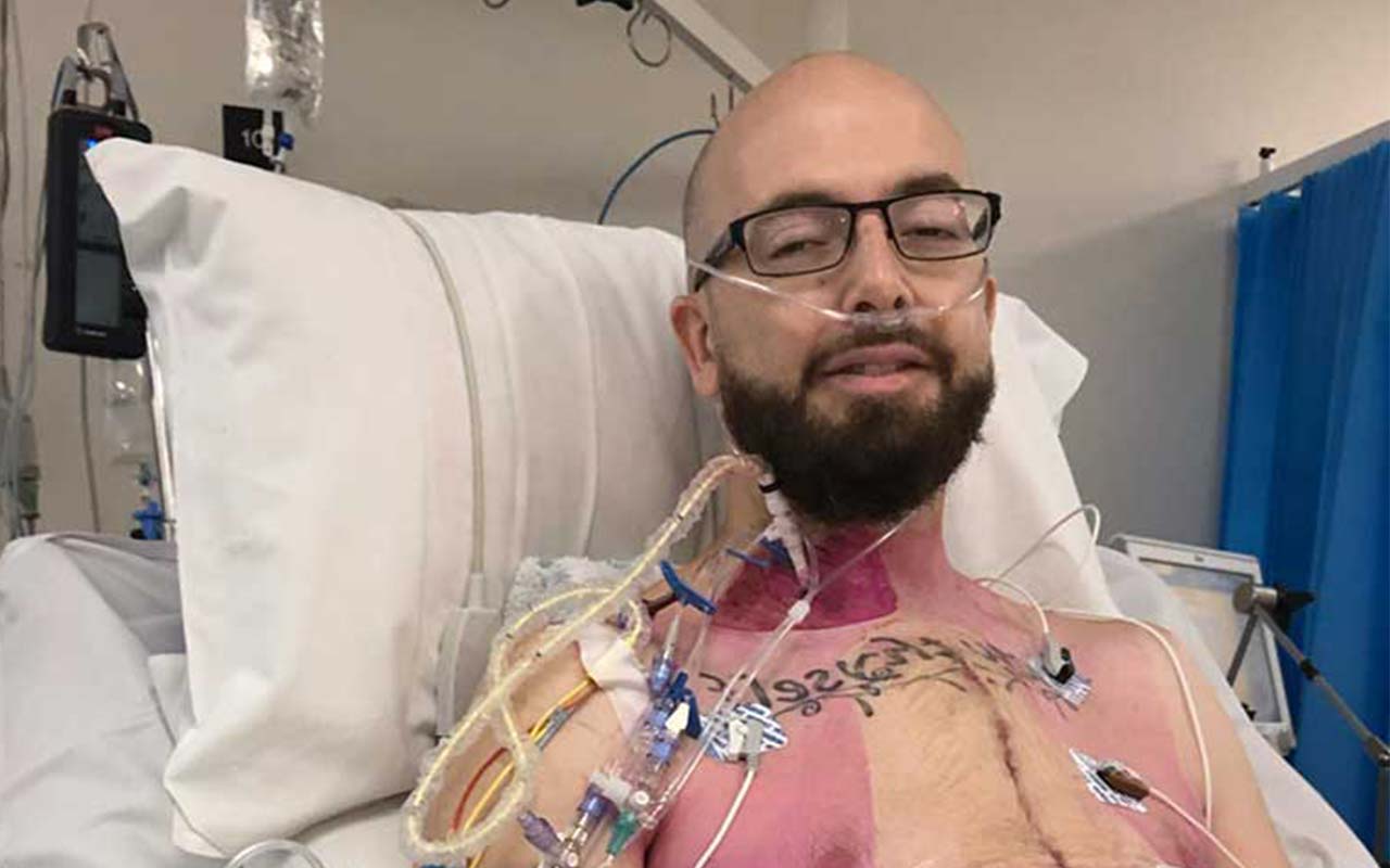 Ross recovering in hospital after major heart surgery with Marfan Syndrome
