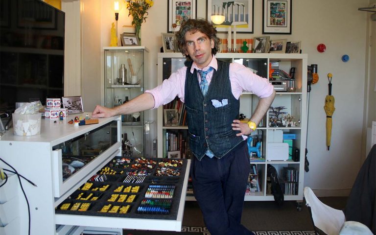 Liam in his home studio (Photo from The Greek Herald, Australia; Photo by Andriana Simos