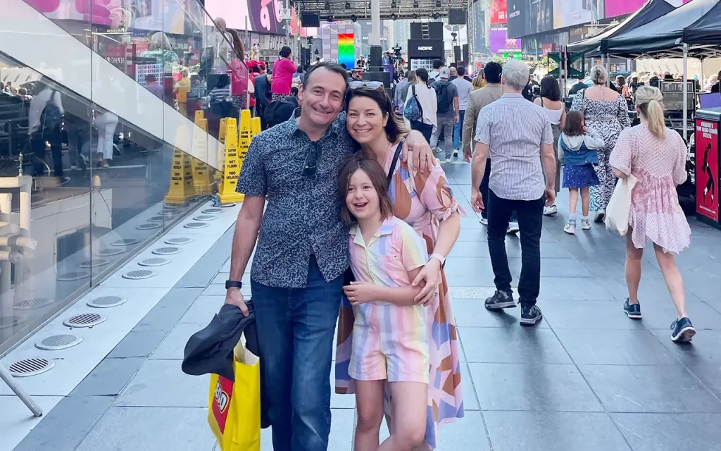 Kate in New York with her Husband and Daughter