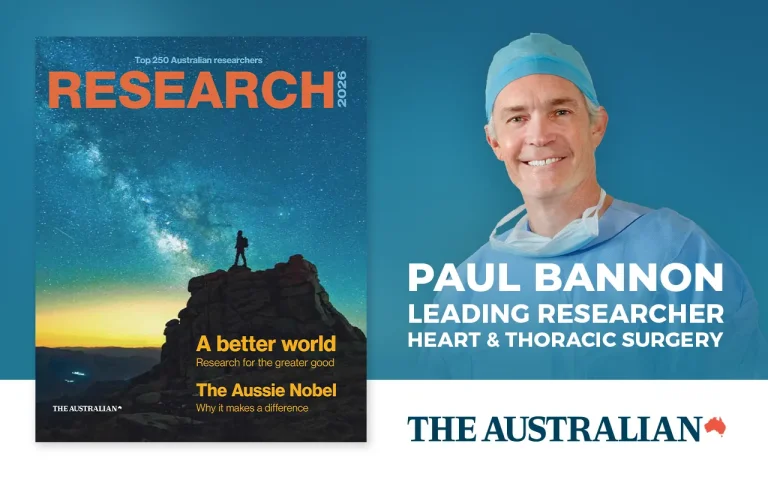 Paul Bannon named leading researcher in Heart & Thoracic Surgery, Research 2026 (The Australian)